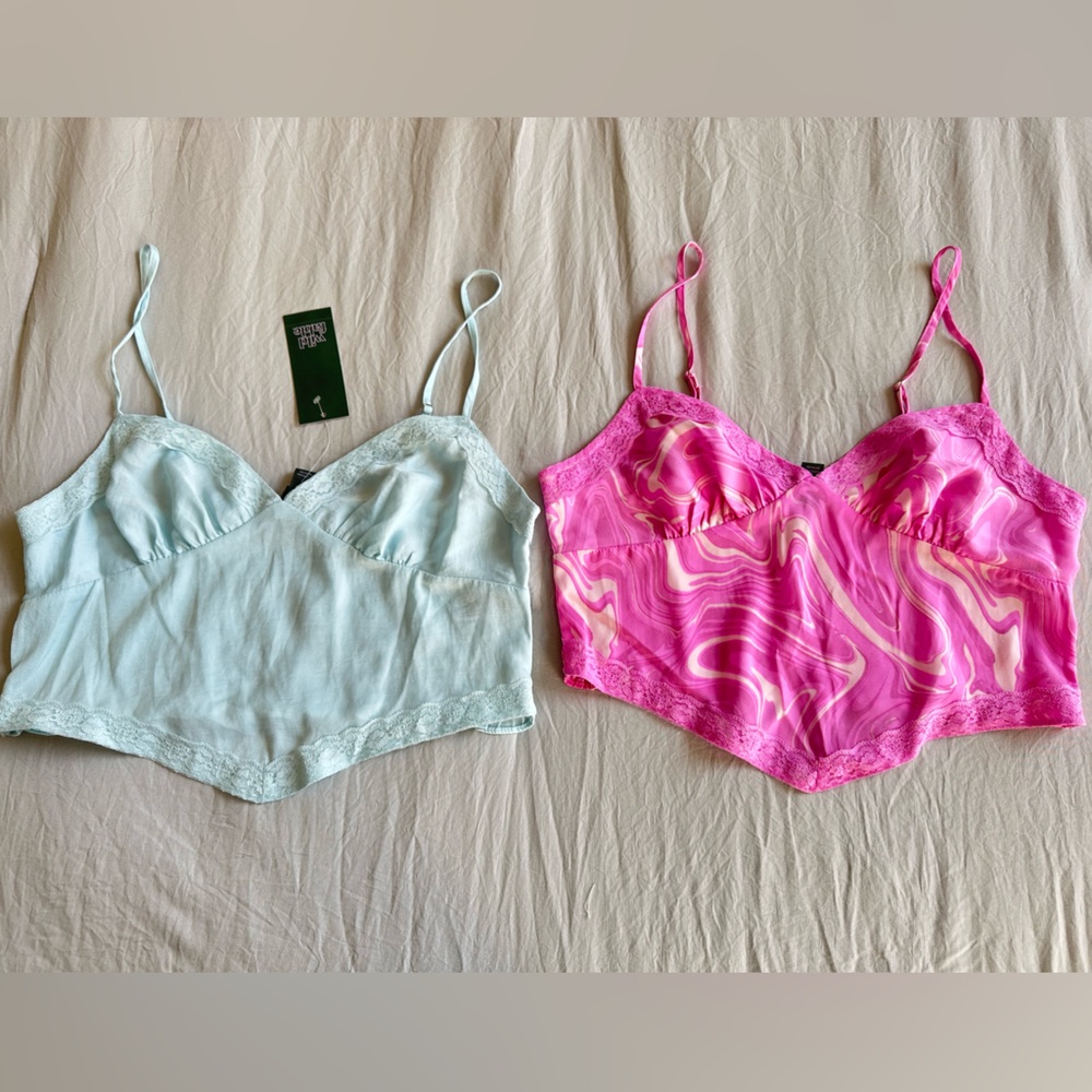 Target- Wild Fable Set of Lace Cropped silky Tank tops
